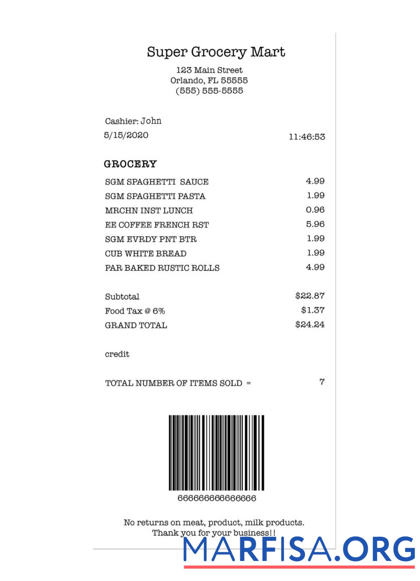 Printable SUPER GROCERY MART payment check download for verification